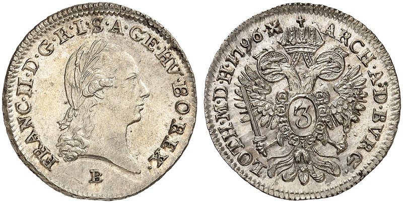 Franz II. (I.), 1792-1835. 3 Kreuzer 1796, Kremnitz.
Her. 962, Huszár 1998 vz -...