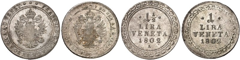 Franz II. (I.), 1792-1835. Lot von 2 Stück: 1 Lira o. Mzz., 1 1/2 Lire 1802, Wie...