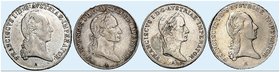 Franz II. (I.), 1792-1835. Lot von 4 Stück: 1/2 Taler 1815, 1822, 1831, 1834, Wien.
Her. 400, 407, 451, 454 ss, ss+