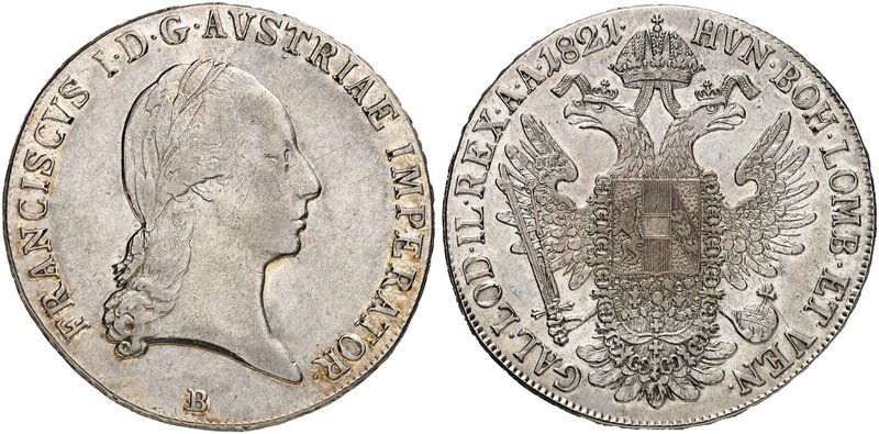 Franz II. (I.), 1792-1835. Taler 1821, Kremnitz.
Dav. 7, Voglh. 308 / III, Her....