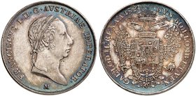 Franz II. (I.), 1792-1835. 1/2 Scudo 1824, Mailand.
Her. 565 schöne Patina, vz+