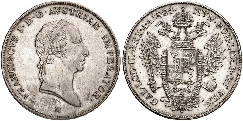 Franz II. (I.), 1792-1835. Scudo 1824, Mailand.
Dav. 8, Voglh. 311, Her. 542 ss