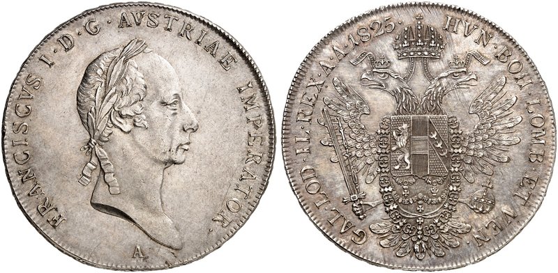 Franz II. (I.), 1792-1835. Taler 1825, Wien.
Dav. 9, Voglh. 308 / IV, Her. 343 ...