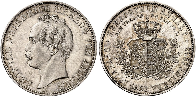ANHALT - DESSAU. Leopold Friedrich, 1817-1871. Vereinstaler 1863 A.
Thun 11, AK...
