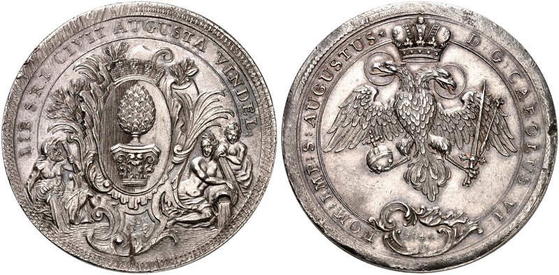 AUGSBURG. Doppeltaler 1740, mit Titel Karl VI.
Dav. 1920, Forster 519 Rdf., l. ...