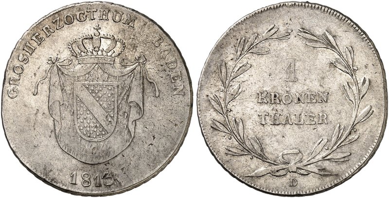 BADEN - DURLACH. Karl Ludwig Friedrich, 1811-1818. Kronentaler 1813.
Thun 14, A...