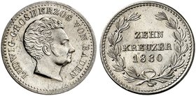BADEN - DURLACH. Ludwig I., 1818-1830. 10 Kreuzer 1830.
AKS 57, J. 40 min. Sfr., St