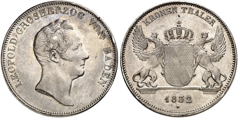 BADEN - DURLACH. Karl Leopold Friedrich, 1830-1852. Kronentaler 1832.
Thun 19, ...