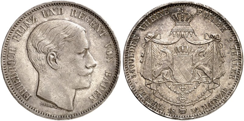 BADEN - DURLACH. Friedrich I., 1852-1907, als Prinzregent für Ludwig, 1852-1856....