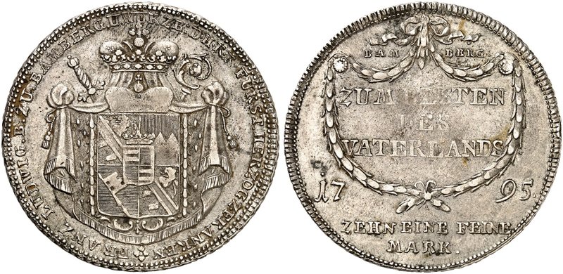 BAMBERG. Franz Ludwig von Erthal, 1779-1795. Konventionstaler 1795, Nürnberg, Ko...