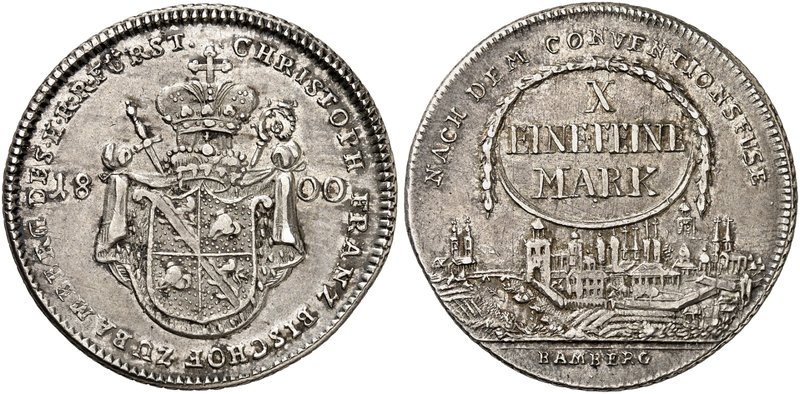 BAMBERG. Christoph Franz von Buseck, 1795-1802. Konventionstaler 1800, Nürnberg,...