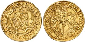 BAYERN. Albert IV., "der Weise", 1465-1508. Goldgulden 1506.
Friedb. 178, Witt. 189, Hahn 9 Aa Gold ss+