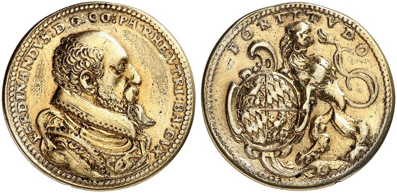 BAYERN. Wilhelm V., "der Fromme", 1579-1598. Vergoldete Silbergußmedaille o. J. ...