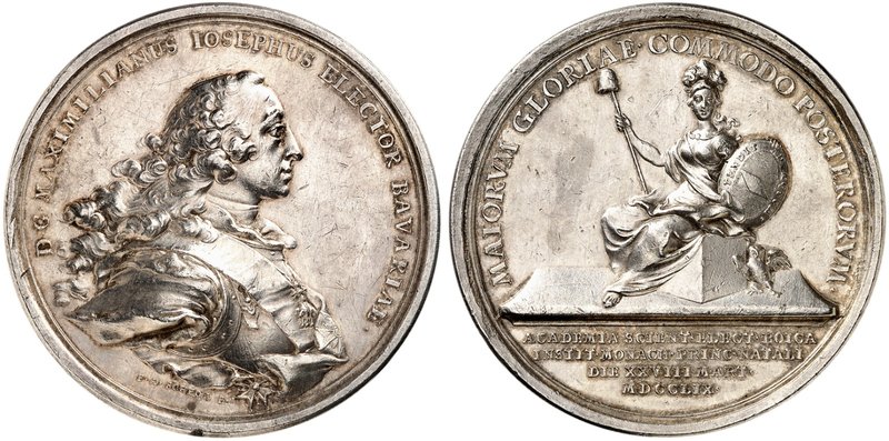 BAYERN. Maximilian III. Joseph, 1745-1777. Silbermedaille 1759 (von F. A. Schega...