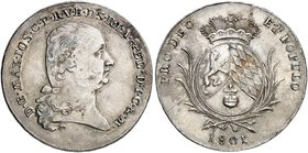 BAYERN. Maximilian IV. (I.) Joseph, 1799-1825. Konventionstaler 1801, ohne Mmz. C. D.
Thun 32, Dav. 540, AKS 4 min. justiert, vz