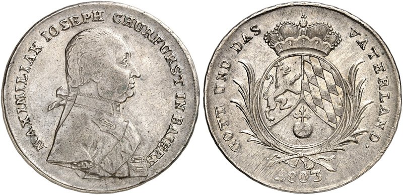 BAYERN. Maximilian IV. (I.) Joseph, 1799-1825. Konventionstaler 1803, mit Mmz. C...