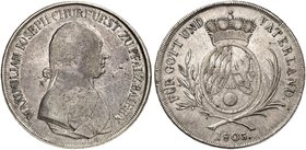 BAYERN. Maximilian IV. (I.) Joseph, 1799-1825. Konventionstaler 1805.
Thun 39, Dav. 547, AKS 9 min. justiert, ss