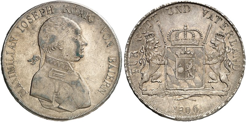 BAYERN. Maximilian IV. (I.) Joseph, 1799-1825. Konventionstaler 1806.
Thun 40, ...