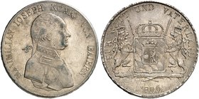 BAYERN. Maximilian IV. (I.) Joseph, 1799-1825. Konventionstaler 1806.
Thun 40, AKS 45, J. 3 R ! kl. Kr., ss - vz