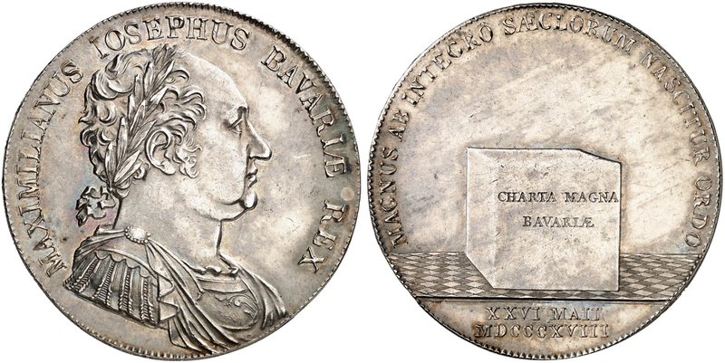 BAYERN. Maximilian IV. (I.) Joseph, 1799-1825. Konventionstaler 1818, "NEUE VERF...