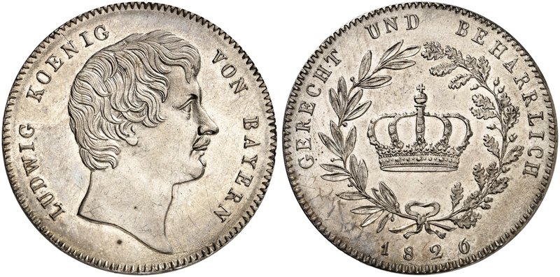 BAYERN. Ludwig I., 1825-1848. Kronentaler 1826.
Thun 47, AKS 75, J. 23 vz