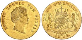 BAYERN. Ludwig I., 1825-1848. Dukat 1826.
Friedb. 270, D. S. 23, AKS 65, J. 118, Schlumb. 75 Gold f. Kr., f. vz
