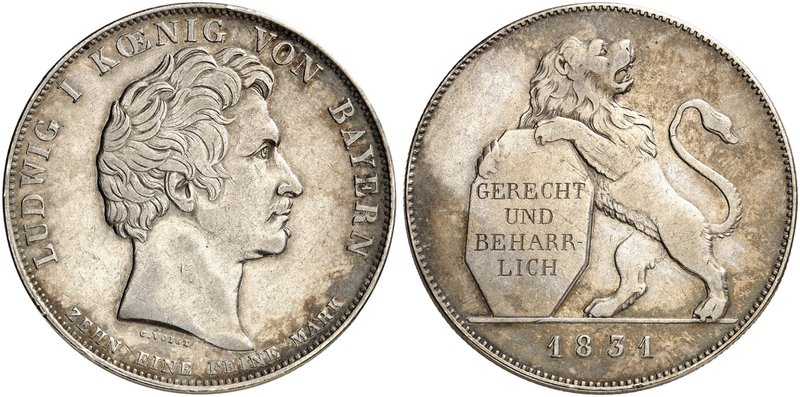 BAYERN. Ludwig I., 1825-1848. Geschichtstaler 1831, "GERECHT UND BEHARRLICH".
T...