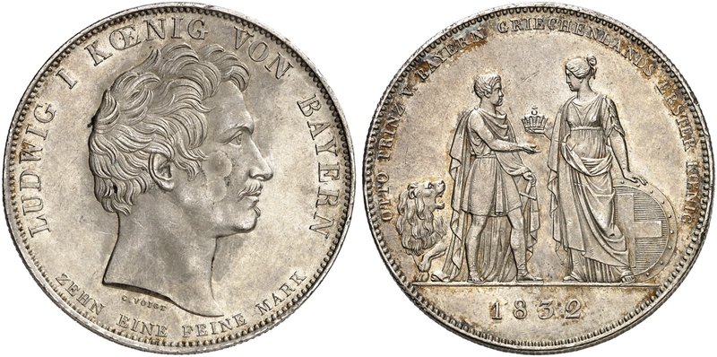 BAYERN. Ludwig I., 1825-1848. Geschichtstaler 1832, "OTTO VON GRIECHENLAND".
Th...