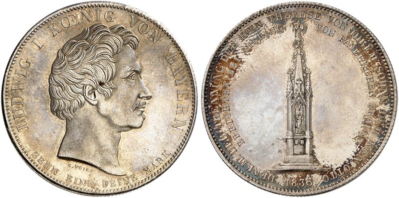 BAYERN. Ludwig I., 1825-1848. Geschichtstaler 1835, "DENKMAL BEI AIBLING".
Thun...