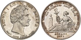 BAYERN. Ludwig I., 1825-1848. Geschichtstaler 1835, "ERSTE EISENBAHN NÜRNBERG-FÜRTH".
Thun 68, AKS 135, J. 50 vz - St