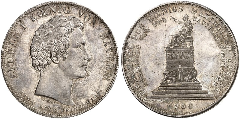 BAYERN. Ludwig I., 1825-1848. Geschichtstaler 1835, "DENKMAL DES KÖNIGS MAXIMILI...