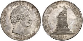 BAYERN. Ludwig I., 1825-1848. Geschichtstaler 1835, "DENKMAL DES KÖNIGS MAXIMILIAN JOSEPH", mit langem Zepter.
Thun 69, AKS 136, J. 51 winz. Randverp...