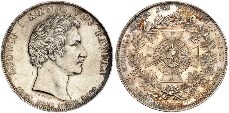 BAYERN. Ludwig I., 1825-1848. Geschichtstaler 1837, "ST. MICHAELS-ORDEN".
Thun ...