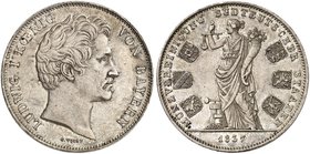 BAYERN. Ludwig I., 1825-1848. Geschichtsdoppeltaler 1837, "MÜNZVEREINIGUNG".
Thun 75, AKS 98, J. 66 ss