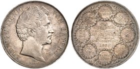 BAYERN. Ludwig I., 1825-1848. Geschichtsdoppeltaler 1838, "EINTHEILUNG DES KÖNIGREICHES".
Thun 76, AKS 99a, J. 67b f. vz
