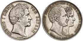 BAYERN. Ludwig I., 1825-1848. Geschichtsdoppeltaler 1842, "VERMÄHLUNG".
Thun 81, AKS 104, J. 72 kl. Rdf., ss