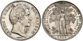 BAYERN. Ludwig I., 1825-1848. Geschichtsdoppeltaler 1845, "LUDWIG ERBPRINZ VON BAYERN".
Thun 85, AKS 108, J. 76 Rdf., vz