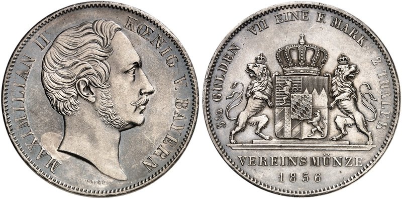 BAYERN. Maximilian II. Joseph, 1848-1864. Doppeltaler 1856.
Thun 91, AKS 146, J...