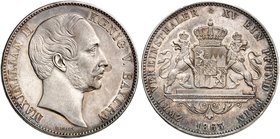 BAYERN. Maximilian II. Joseph, 1848-1864. Vereinsdoppeltaler 1863.
Thun 100, AKS 148, J. 96 schöne Patina, vz