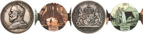 BAYERN. Ludwig III., 1913-1918. Versilberte Zinnsteckmedaille 1914-1916 (von R. Klein, 52,6 mm), "Bayerntaler". Brustbild / Zwei Löwen halten gekrönte...