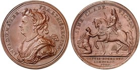 BONN. - Stadt. Eroberung 1703. Bronzemedaille 1703 (von J. Croker, 42,1 mm), auf die Einnahme von Bonn, Huy und Limburg. Brustbild von Anna, Königin v...