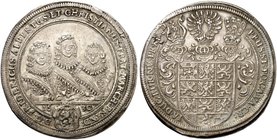 BRANDENBURG - ANSBACH. Friedrich II., Albrecht und Christian, 1625-1634. Taler 1630, Nürnberg.
Dav. 6238, Slg. Wilm. 871, Slg. Erl. 2014 Felder l. ge...