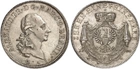 BRANDENBURG - ANSBACH. Christian Friedrich Karl Alexander, 1757-1791. Konventionstaler 1784, Schwabach.
Dav. 2026, Slg. Wilm. 1113, Frank 165 in dies...