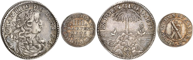 BRAUNSCHWEIG - CALENBERG - HANNOVER. Johann Friedrich, 1665-1679. Lot von 2 Stüc...