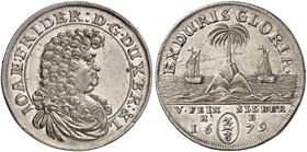 BRAUNSCHWEIG - CALENBERG - HANNOVER. Johann Friedrich, 1665-1679. 2/3 Palmbaumtaler 1679, Clausthal, Feinsilber.
Dav. 377, Welter 1728 kl. Stempelfeh...