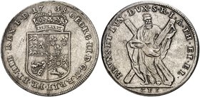 BRAUNSCHWEIG - CALENBERG - HANNOVER. Georg II., 1727-1760. Taler 1738, Clausthal, Ausbeute der Grube St. Andreas.
Dav. 2089, Welter 2558, Müs. 10.6.2...