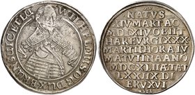 BRAUNSCHWEIG - HARBURG. Wilhelm, 1603-1642. Taler 1642, Zellerfeld, auf seinen Tod.
Dav. 6413, Welter 726 R ! l. Hksp., ss