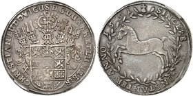 BRAUNSCHWEIG - LÜNEBURG - CELLE. Christian Ludwig, 1648-1665. Taler 1651, Clausthal.
Dav. 6521, Welter 1511 schöne Patina, kl. Rdf., ss