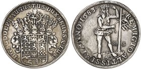 BRAUNSCHWEIG - WOLFENBÜTTEL. Rudolph August, 1666-1685. Taler 1683, Zellerfeld.
Dav. 6379, Welter 1840 f. ss