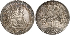 BRAUNSCHWEIG - WOLFENBÜTTEL. Rudolph August und Anton Ulrich, 1685-1704. Taler 1689, Zellerfeld, "Eintrachtstaler".
Dav. 6395, Welter 2066 schöne Pat...